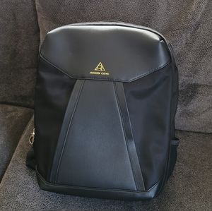 Arden Cove MB Packing Backpack - Black with Purple Lining and Gold Hardware